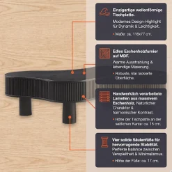 SalesFever Couchtisch »Wohnzimmertisch organisch mit Massivholz-Lamellen 115 x 75 cm« 1 Stk. tlg. Stilvoller & moderner Holztisch mit Echtholzfurnier