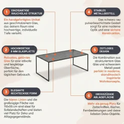 SalesFever Couchtisch »Wohnzimmertisch - Design trifft Funktionalität« 1 Stk. tlg. Glasplatte mit Strukturoptik