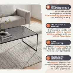SalesFever Couchtisch »Wohnzimmertisch - Design trifft Funktionalität« 1 Stk. tlg. Glasplatte mit Strukturoptik