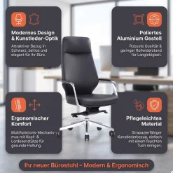 SalesFever Drehstuhl »mit Stil und Komfort« () Ergonomischer Bürostuhl mit pflegeleichtem Kunstlederbezug