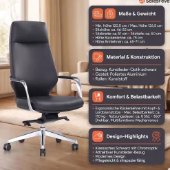 SalesFever Drehstuhl »mit Stil und Komfort« () Ergonomischer Bürostuhl mit pflegeleichtem Kunstlederbezug