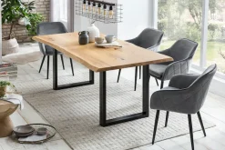 SalesFever Esstisch »Design-Speisetisch für stilvolles Ambiente« UV-lackierte Eichenholz-Tischplatte, 40mm