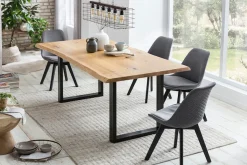 SalesFever Esstisch »Design-Speisetisch für stilvolles Ambiente« UV-lackierte Eichenholz-Tischplatte, 40mm
