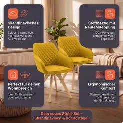 SalesFever Esszimmerstuhl »Bequemer Stuhl« (Set) 2 Stk.Elegantes 2er-Set, Rückenlehne mit Diamantsteppung