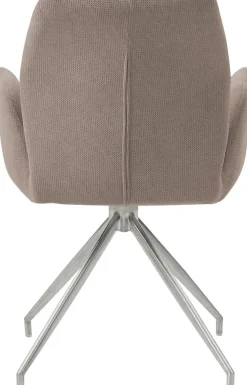 SalesFever Esszimmerstuhl »Taormina Armlehnstuhl mit silbernem Edelstahlgestell« () 1 Stk.Esszimmersessel, 180° Drehfunktion, Gestell aus rostfreiem Edelstahl