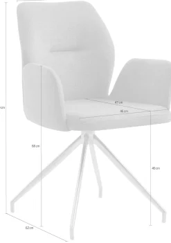 SalesFever Esszimmerstuhl »Taormina Armlehnstuhl mit silbernem Edelstahlgestell« () 1 Stk.Esszimmersessel, 180° Drehfunktion, Gestell aus rostfreiem Edelstahl