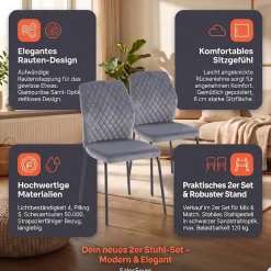 SalesFever 4-Fußstuhl »Esszimmerstuhl mit elegantem Stil« (Set) 2 Stk.2er Set mit eleganter Wabensteppung im Rücken
