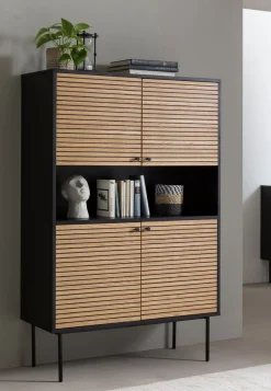 SalesFever Highboard »Torsby Stilvolle Hochkommode für extra Stauraum« Stauraumschrank im Scandi Design: 100cm Breite
