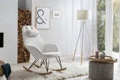 SalesFever Schaukelsessel »Komfortabler Schaukelstuhl zum Entspannen« Exklusiver Bezug in edler Teddyfell-Optik
