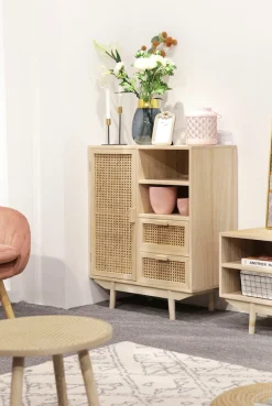 SalesFever Sideboard »Vejle Moderne Kommode mit Stil« Kommode mit Rattan- und Wiener Geflecht-Details