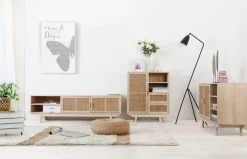 SalesFever Sideboard »Vejle Moderne Kommode mit Stil« Kommode mit Rattan- und Wiener Geflecht-Details