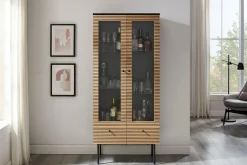 SalesFever Vitrine »Torsby Designer Vitrine in edler Optik« Eiche Echtholzfurnier
