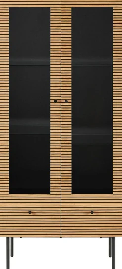SalesFever Vitrine »Torsby Designer Vitrine in edler Optik« Eiche Echtholzfurnier