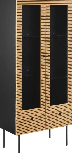 SalesFever Vitrine »Torsby Designer Vitrine in edler Optik« Eiche Echtholzfurnier