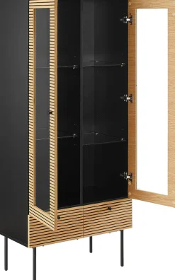 SalesFever Vitrine »Torsby Designer Vitrine in edler Optik« Eiche Echtholzfurnier