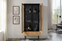 SalesFever Vitrine »Torsby Designer Vitrine in edler Optik« Eiche Echtholzfurnier
