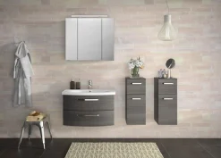 Saphir Badezimmerspiegelschrank »Serie 4010 Badezimmer-Spiegelschrank inkl. LED-Aufsatzleuchte« Badschrank 80 cm breit, 3 Türen, 6 Glas-Einlegeböden, inkl Türdämpfer