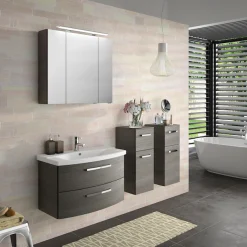 Saphir Badezimmerspiegelschrank »Serie 4010 Badezimmer-Spiegelschrank inkl. LED-Aufsatzleuchte« Badschrank 80 cm breit, 3 Türen, 6 Glas-Einlegeböden, inkl Türdämpfer