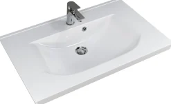Saphir Badmöbel-Set »Badmöbel-Set Trentino 3-tlg Mineralmarmorwaschtisch,LED-Spiegelschrank« 4 Stk. tlg.