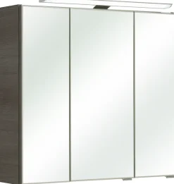 Saphir Badmöbel-Set »Badmöbel-Set Trentino 3-teilig Glas-Waschtisch mit LED-Spiegelschrank« 4 Stk. tlg.