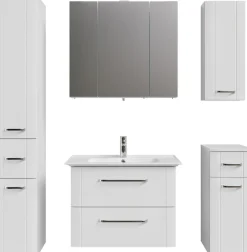 Saphir Badmöbel-Set »Badmöbel-Set5-teilig Keramik-Waschtisch mit LED-Spiegelschrank« 6 Stk. tlg.
