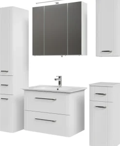 Saphir Badmöbel-Set »Badmöbel-Set5-teilig Keramik-Waschtisch mit LED-Spiegelschrank« 6 Stk. tlg.