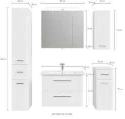 Saphir Badmöbel-Set »Badmöbel-Set5-teilig Keramik-Waschtisch mit LED-Spiegelschrank« 6 Stk. tlg.