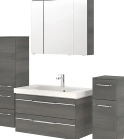 Saphir Badmöbel-Set »Balto Sprint 4-teilig, Mineralmarmor-Waschtisch mit LED-Spiegelschrank« 5 Stk. tlg.
