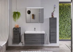 Saphir Badmöbel-Set »Balto Sprint 4-teilig, Mineralmarmor-Waschtisch mit LED-Spiegelschrank« 5 Stk. tlg.