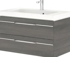 Saphir Badmöbel-Set »Balto Sprint 4-teilig, Mineralmarmor-Waschtisch mit LED-Spiegelschrank« 5 Stk. tlg.