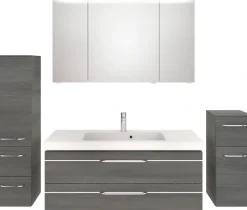 Saphir Badmöbel-Set »Balto Sprint 4-teilig, Mineralmarmor-Waschtisch mit LED-Spiegelschrank« 5 Stk. tlg.