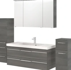 Saphir Badmöbel-Set »Balto Sprint 4-teilig, Mineralmarmor-Waschtisch mit LED-Spiegelschrank« 5 Stk. tlg.