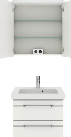 Saphir Badmöbel-Set »Balto Sprint 2-teilig, Mineralmarmor-Waschtisch mit LED-Spiegelschrank« 2 Stk. tlg.