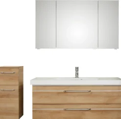 Saphir Badmöbel-Set »Balto Sprint 3-teilig, Mineralmarmor-Waschtisch mit LED-Spiegelschrank« 4 Stk. tlg.