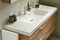 Saphir Badmöbel-Set »Balto Sprint 3-teilig, Mineralmarmor-Waschtisch mit LED-Spiegelschrank« 4 Stk. tlg.