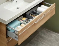 Saphir Badmöbel-Set »Balto Sprint 3-teilig, Mineralmarmor-Waschtisch mit LED-Spiegelschrank« 4 Stk. tlg.