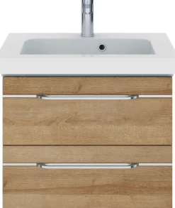 Saphir Badmöbel-Set »Balto Sprint 4-teilig, Mineralmarmor-Waschtisch mit LED-Spiegelschrank« 5 Stk. tlg.