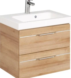 Saphir Badmöbel-Set »Balto Sprint 4-teilig, Mineralmarmor-Waschtisch mit LED-Spiegelschrank« 5 Stk. tlg.