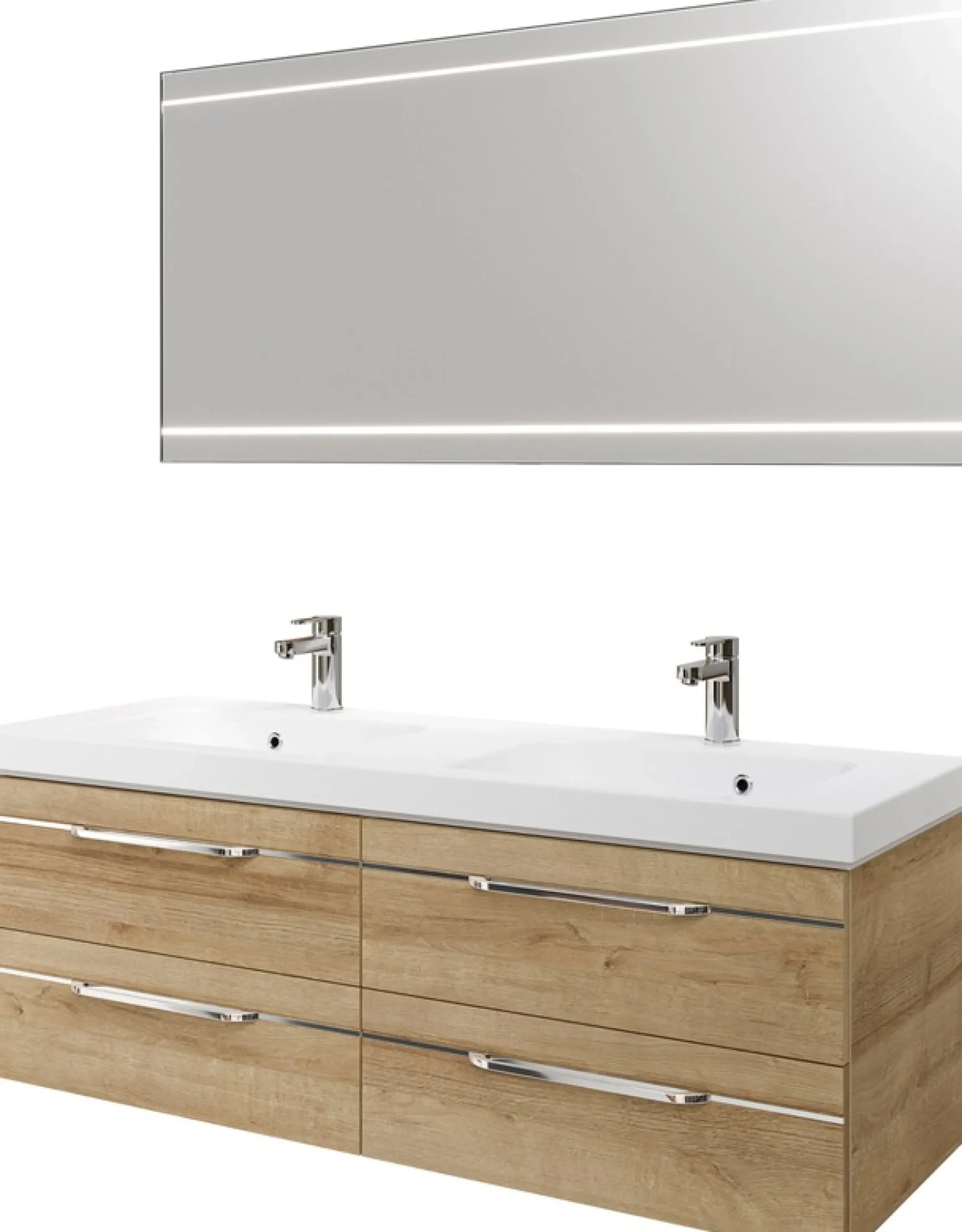 Saphir Badmöbel-Set »Balto 2-teilig Mineralmarmor-Doppelwaschtisch mit LED-Spiegel« 2 Stk. tlg.
