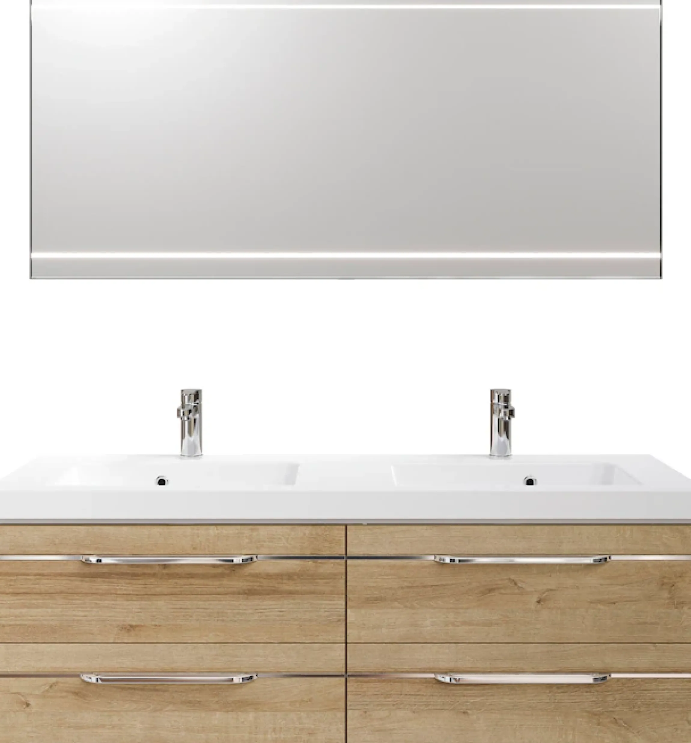 Saphir Badmöbel-Set »Balto 2-teilig Mineralmarmor-Doppelwaschtisch mit LED-Spiegel« 2 Stk. tlg.