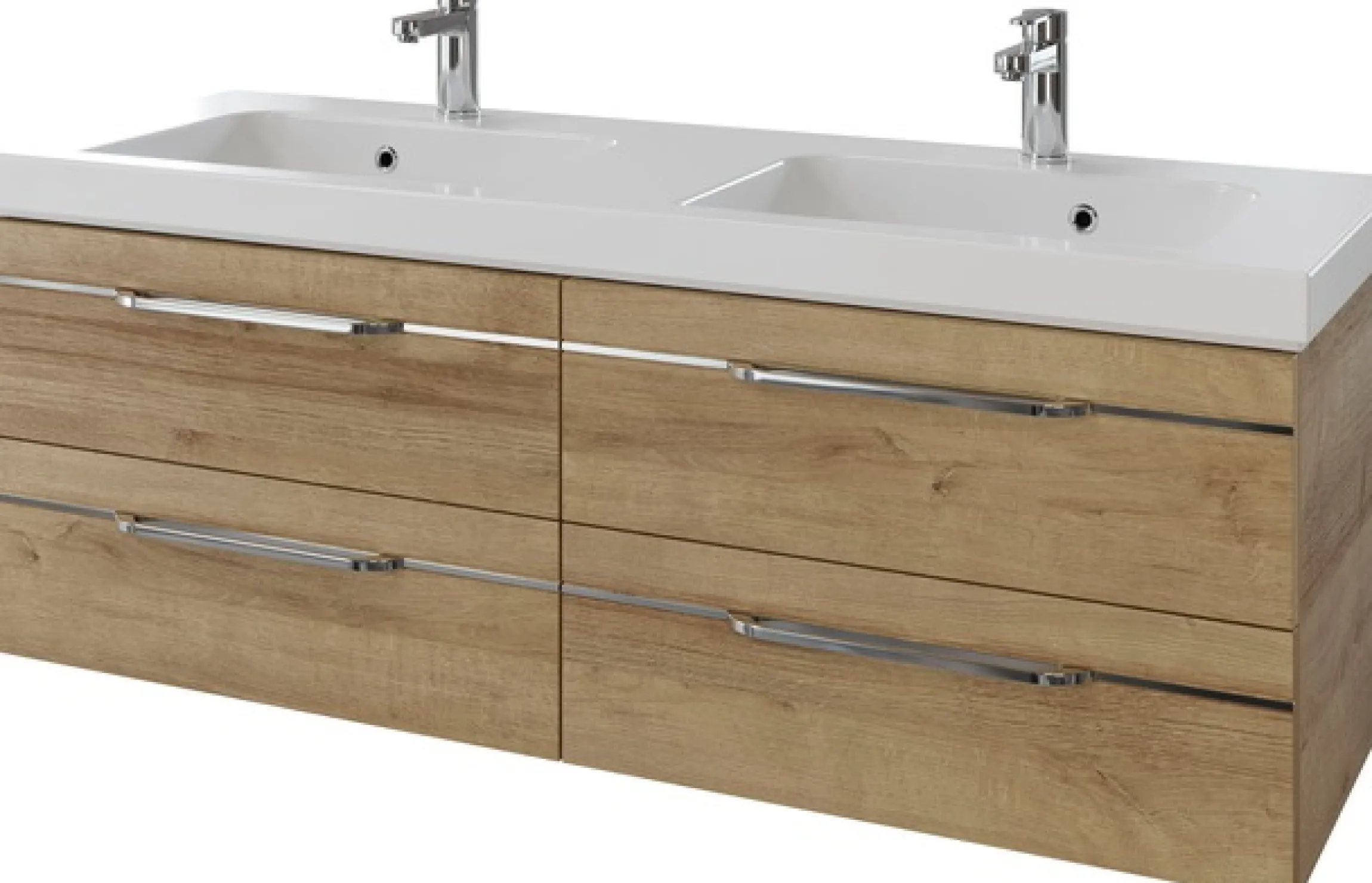 Saphir Badmöbel-Set »Balto 2-teilig Mineralmarmor-Doppelwaschtisch mit LED-Spiegel« 2 Stk. tlg.