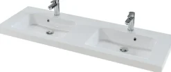 Saphir Badmöbel-Set »Balto 2-teilig Mineralmarmor-Doppelwaschtisch mit LED-Spiegel« 2 Stk. tlg.