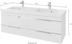 Saphir Badmöbel-Set »Balto 2-teilig Mineralmarmor-Doppelwaschtisch mit LED-Spiegel« 2 Stk. tlg.