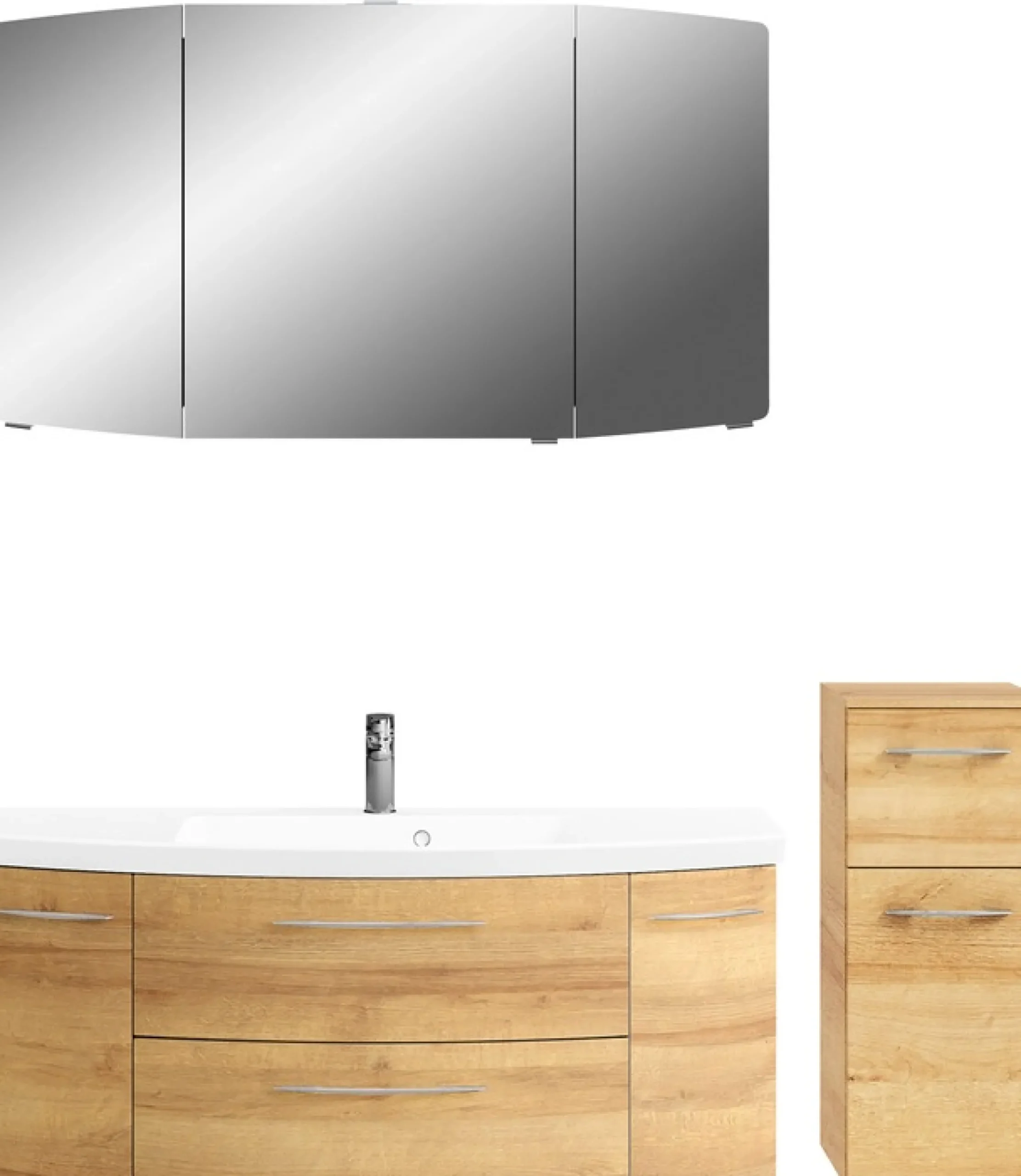 Saphir Badmöbel-Set »Cassca Sprint 3-teilig Mineralmarmor-Waschtisch mit LED-Spiegelschrank« 4 Stk. tlg.