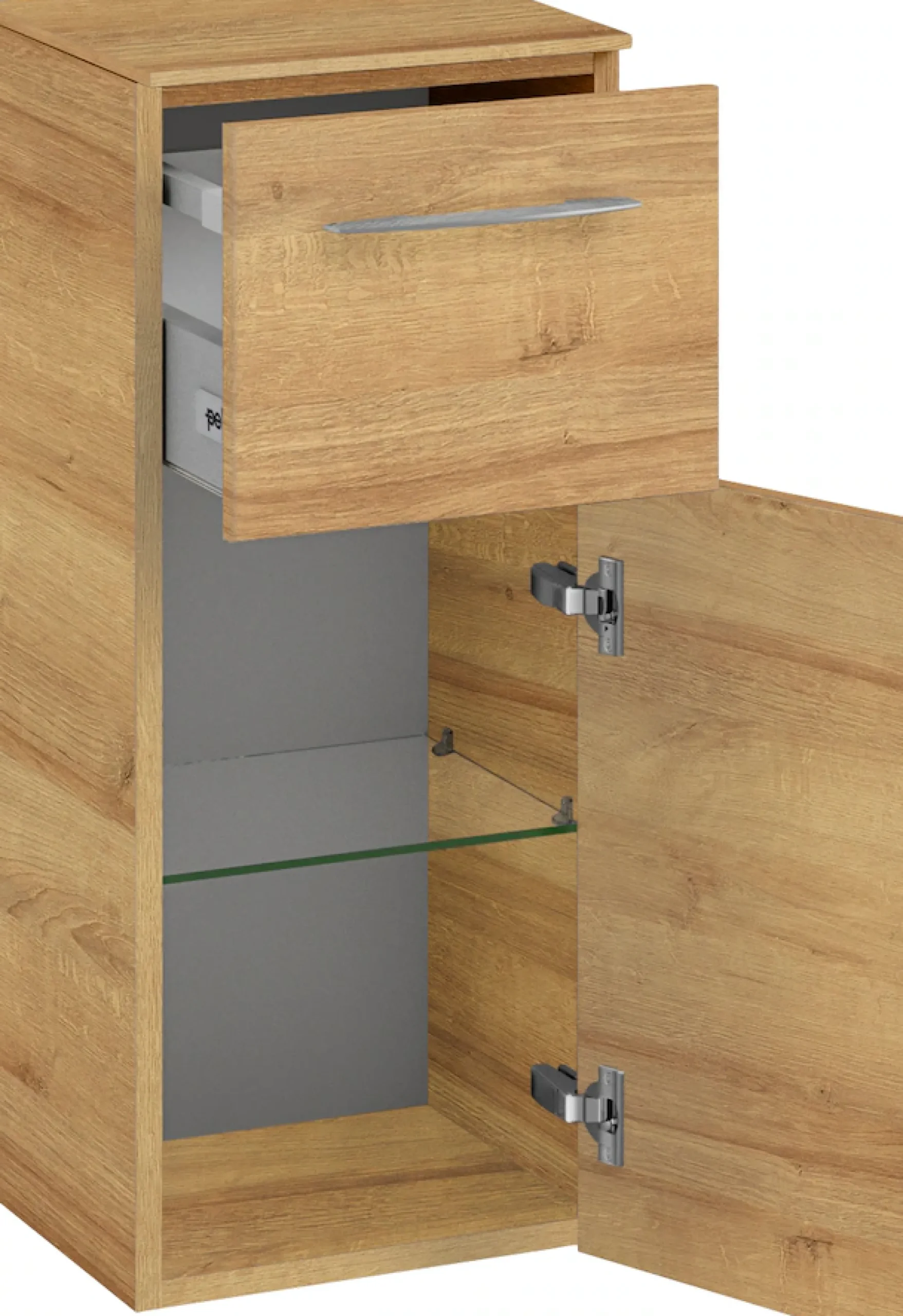 Saphir Badmöbel-Set »Cassca Sprint 3-teilig Mineralmarmor-Waschtisch mit LED-Spiegelschrank« 4 Stk. tlg.