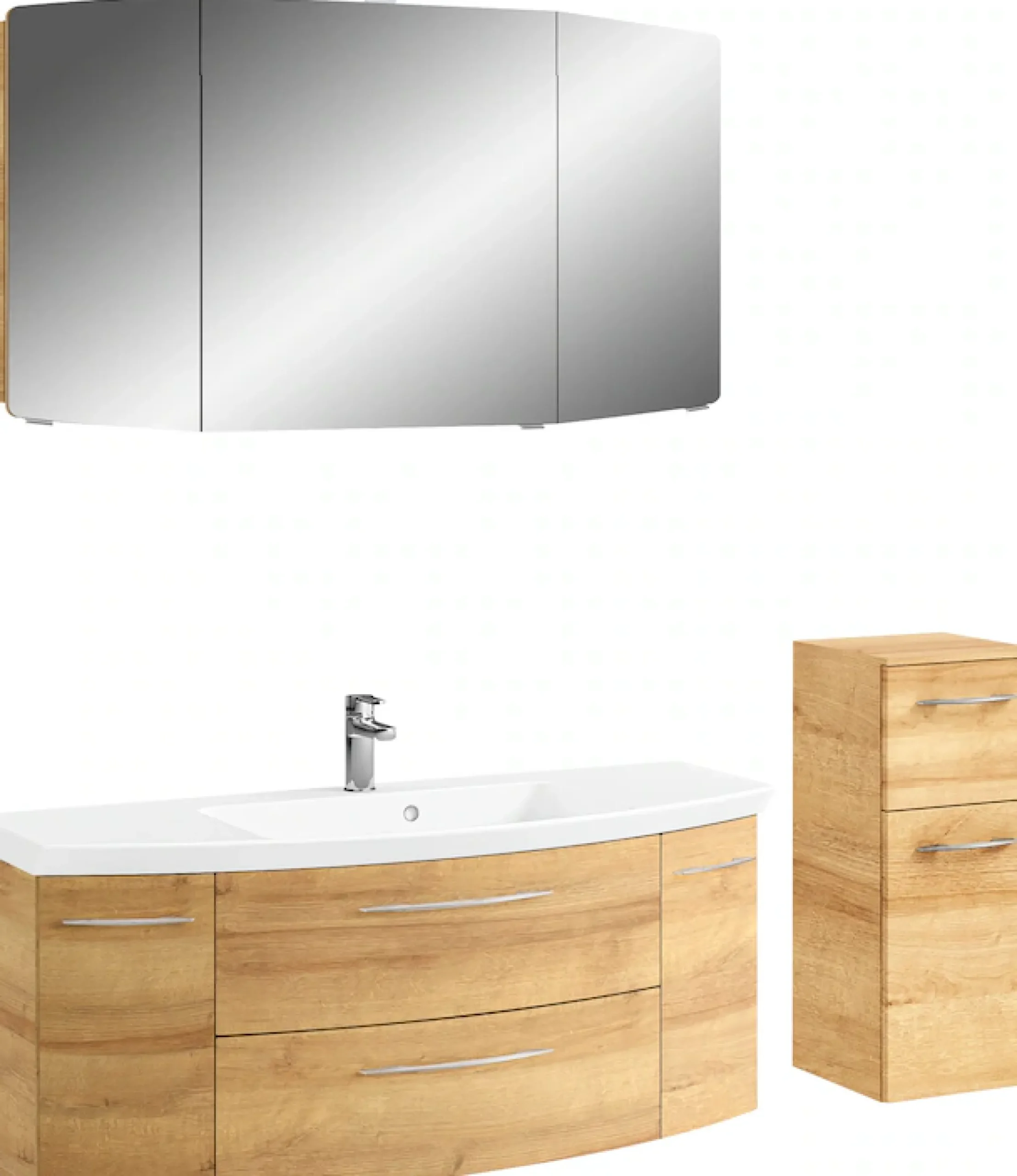 Saphir Badmöbel-Set »Cassca Sprint 3-teilig Mineralmarmor-Waschtisch mit LED-Spiegelschrank« 4 Stk. tlg.
