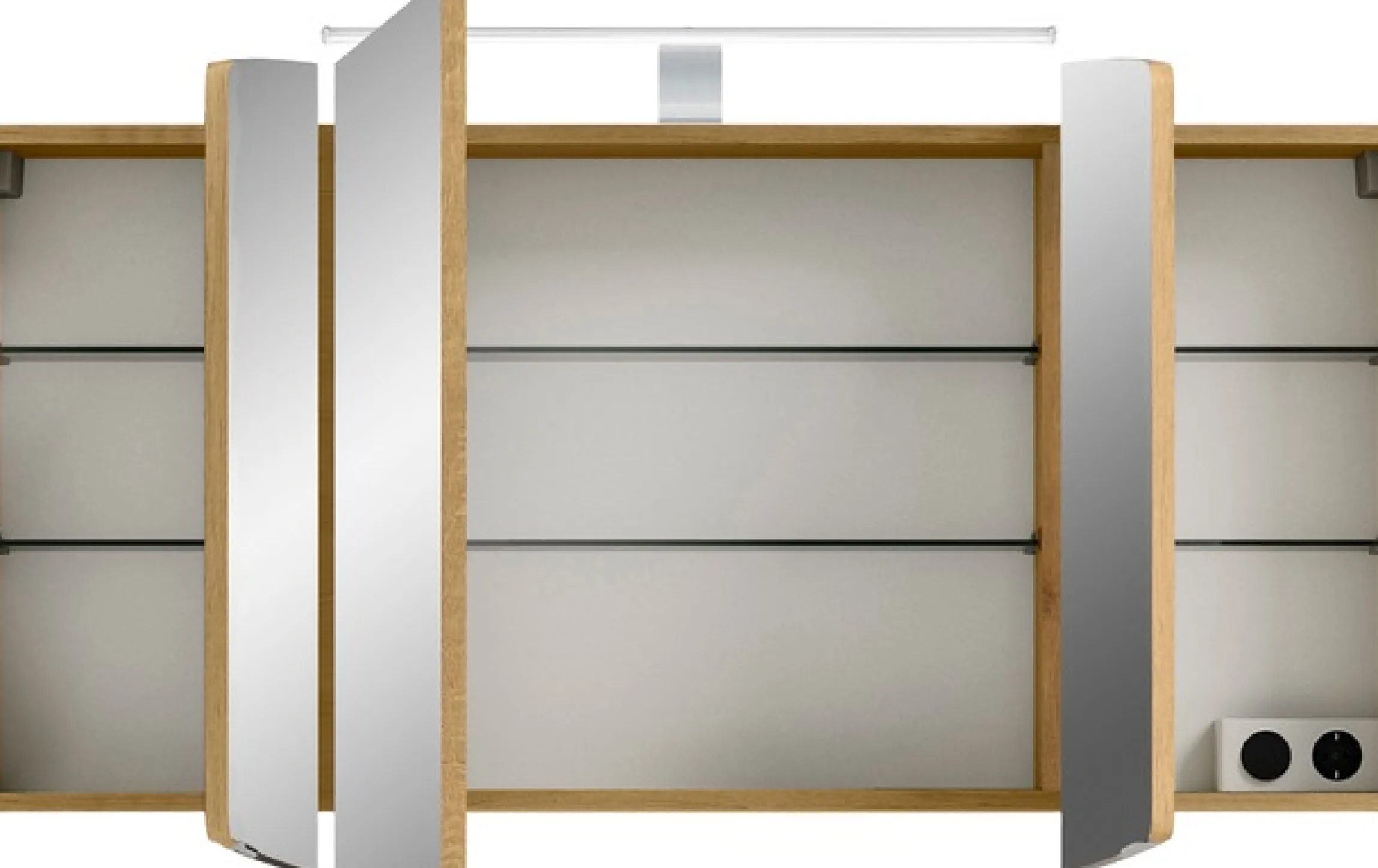 Saphir Badmöbel-Set »Cassca Sprint 3-teilig Mineralmarmor-Waschtisch mit LED-Spiegelschrank« 4 Stk. tlg.