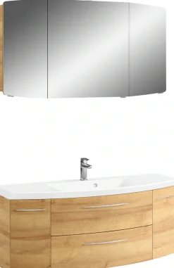 Saphir Badmöbel-Set »Cassca Sprint 2-teilig Mineralmarmor-Waschtisch mit LED-Spiegelschrank« 2 Stk. tlg.