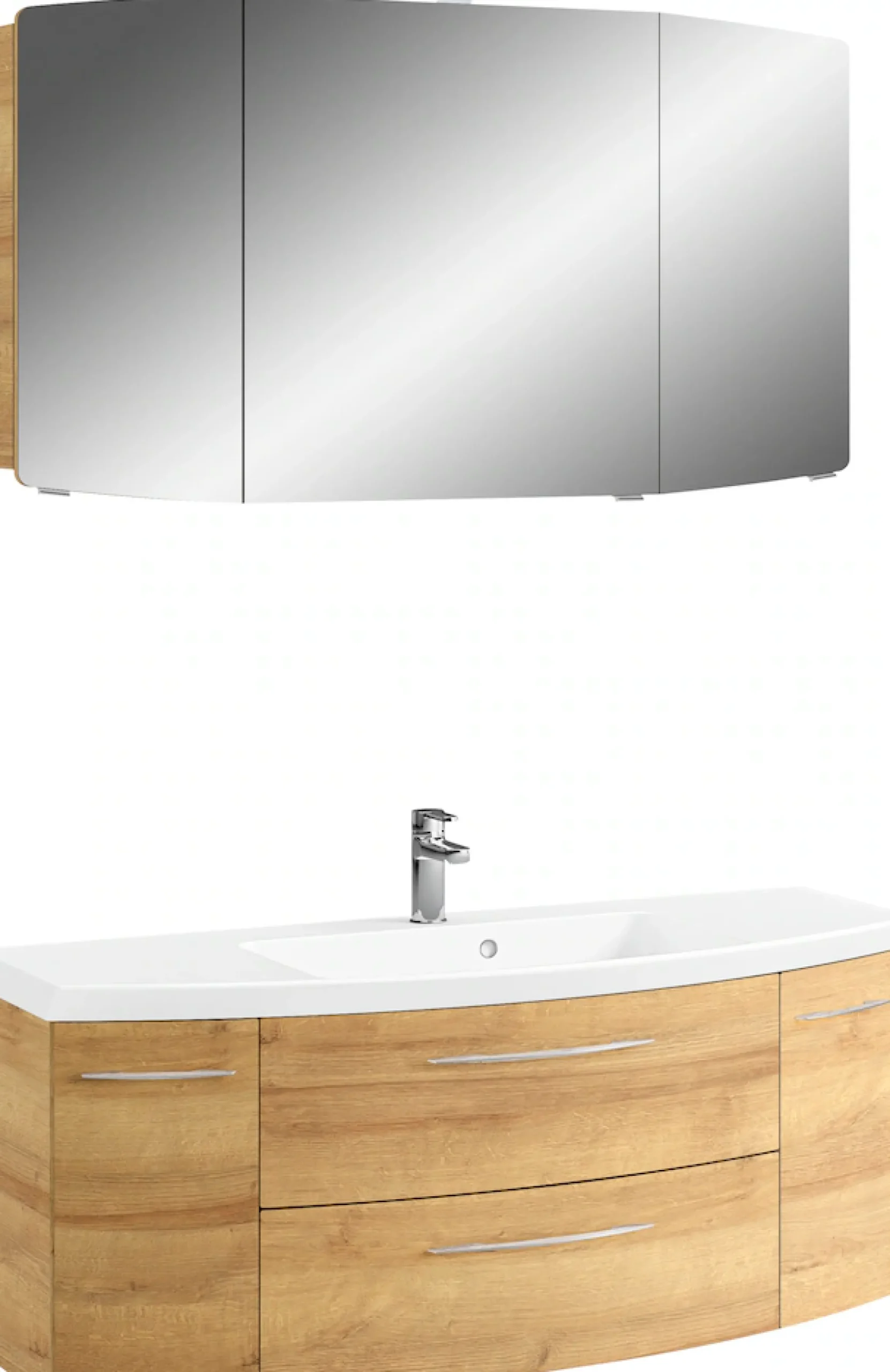 Saphir Badmöbel-Set »Cassca Sprint 2-teilig Mineralmarmor-Waschtisch mit LED-Spiegelschrank« 2 Stk. tlg.