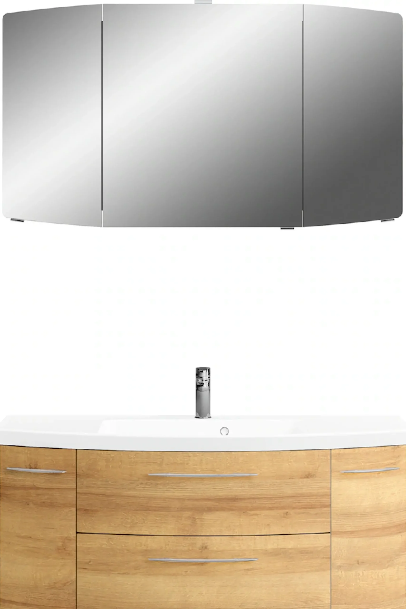 Saphir Badmöbel-Set »Cassca Sprint 2-teilig Mineralmarmor-Waschtisch mit LED-Spiegelschrank« 2 Stk. tlg.